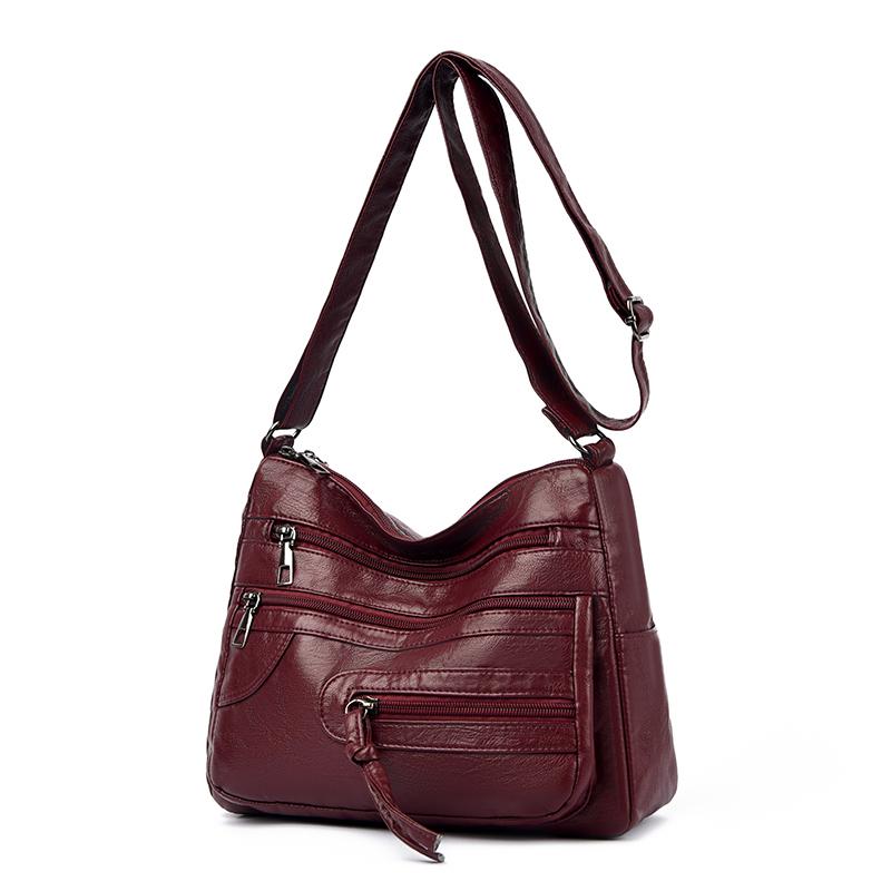Large Capacity Women's Solid Color Shoulder Bag Multi-Layer Crossbody Bag Multi-Functional Mother Bag