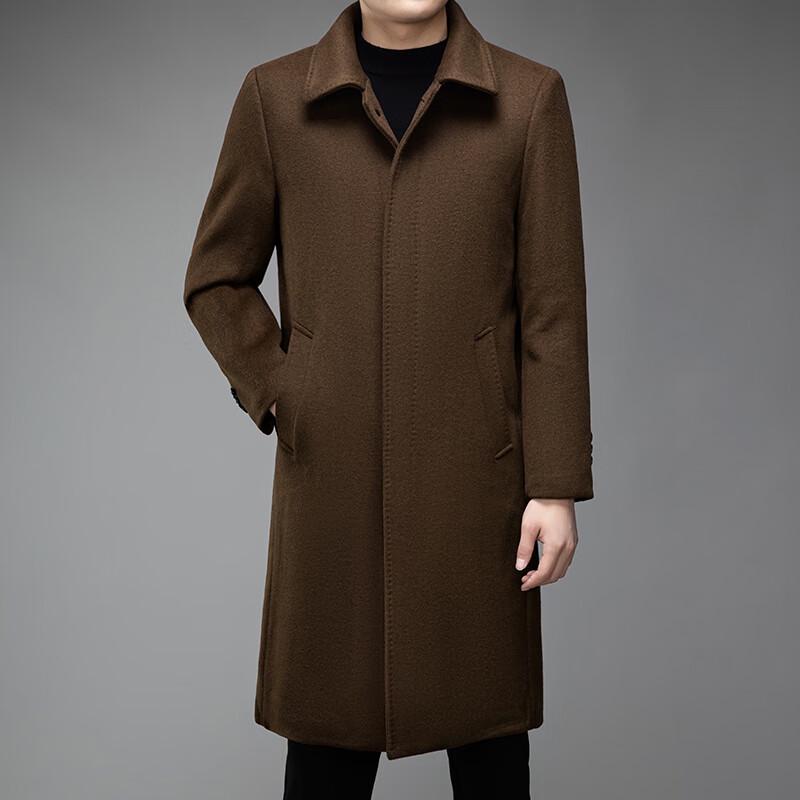 Firstview Men's Warm Wool Blend Long Overcoat