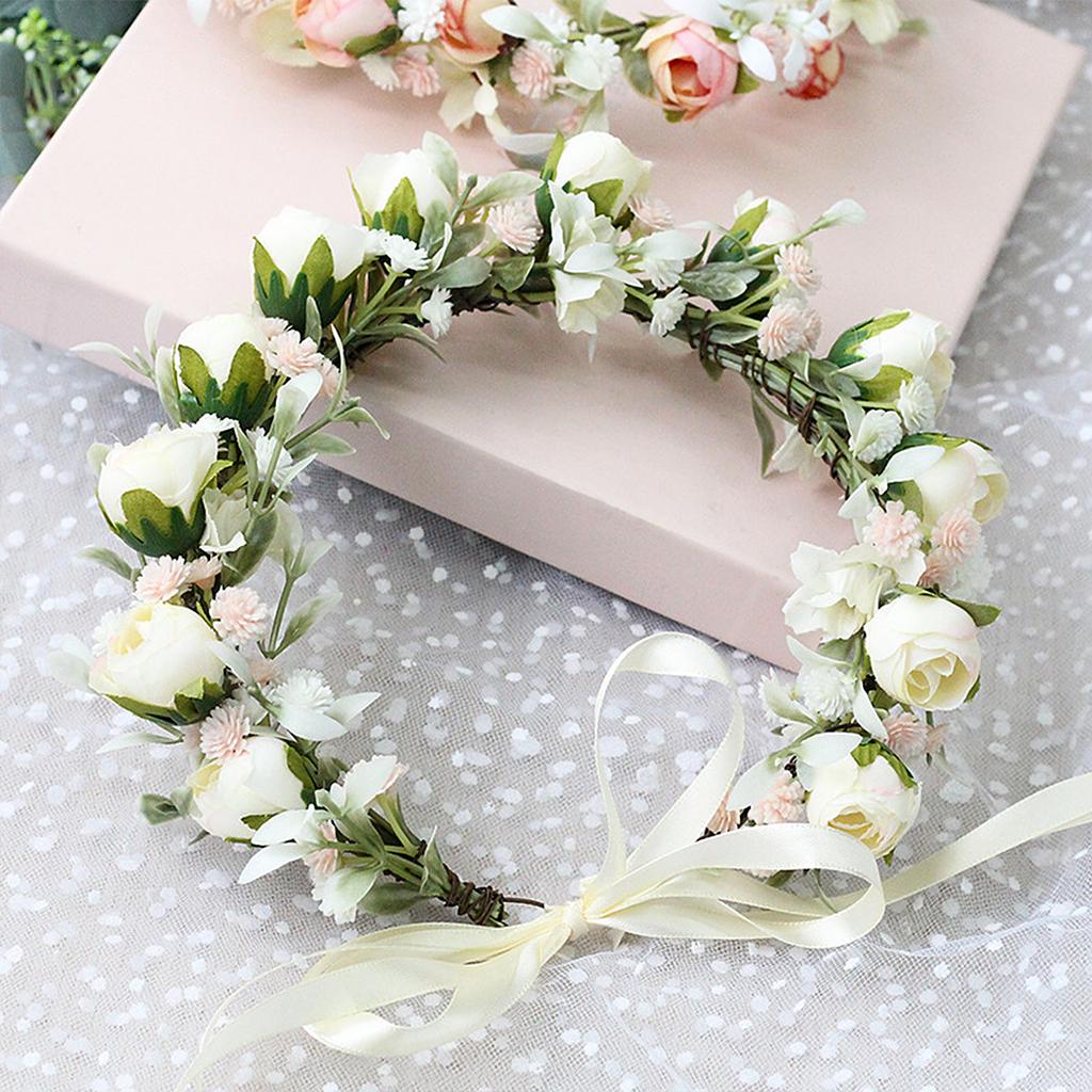 Bride Travel Flower Bridesmaid Sweet Simulation Rose Headband Flower Child Flower Crown Wedding Wreath