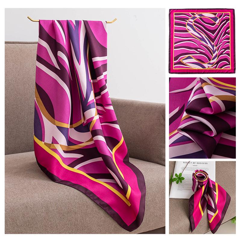 90cm Large Square Scarf Silk With High-end Feel Imitation Women's Summer Thin Versatile Sun Protection Shawl Women