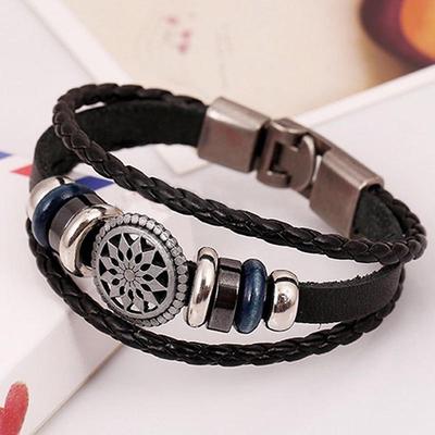 Pu Vintage Infinity Charm Wrap Men Women Bracelet Jewelry Punk Style