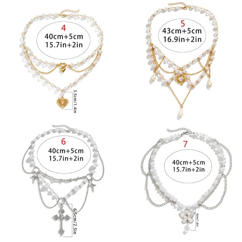 Strawberry Necklace Imitation Pearl Choker Bohemia Layer Crystal Clavicle Chain Delicate Sweet Necklace for Women Girl