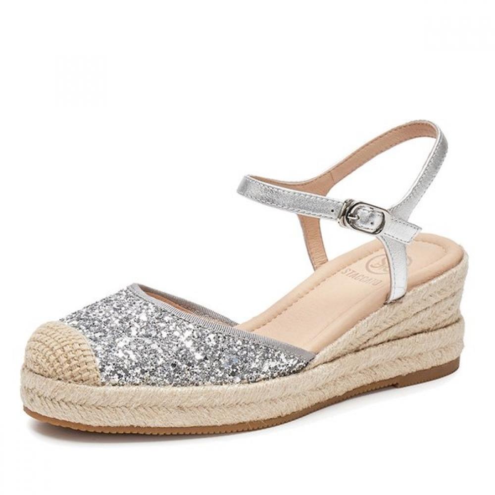 Staccato Women S eSpadrille Wedge Sandal neweSpad08 25S euq08Sil NEWESPAD08_25S_EUQ08SIL/245