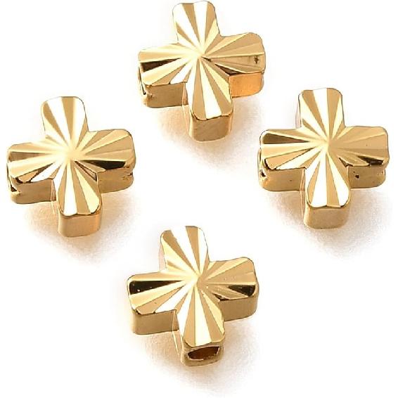 LiQunSweet 20 Pcs 18K Gold Plated Heart 304 Stainless Steel Beads Lovely Heart Spacer Loose Beads for Valentine's Day Gifts DIY Jewelry Craft