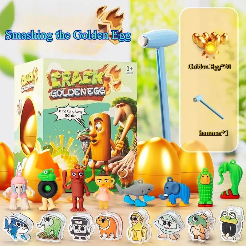 Tung Tung Tung Sahur Surprise Blind Box 20pcs Golden Eggs Italian Tralalero Tralala Bombardino Crocodilo Figures Model Kids Toy