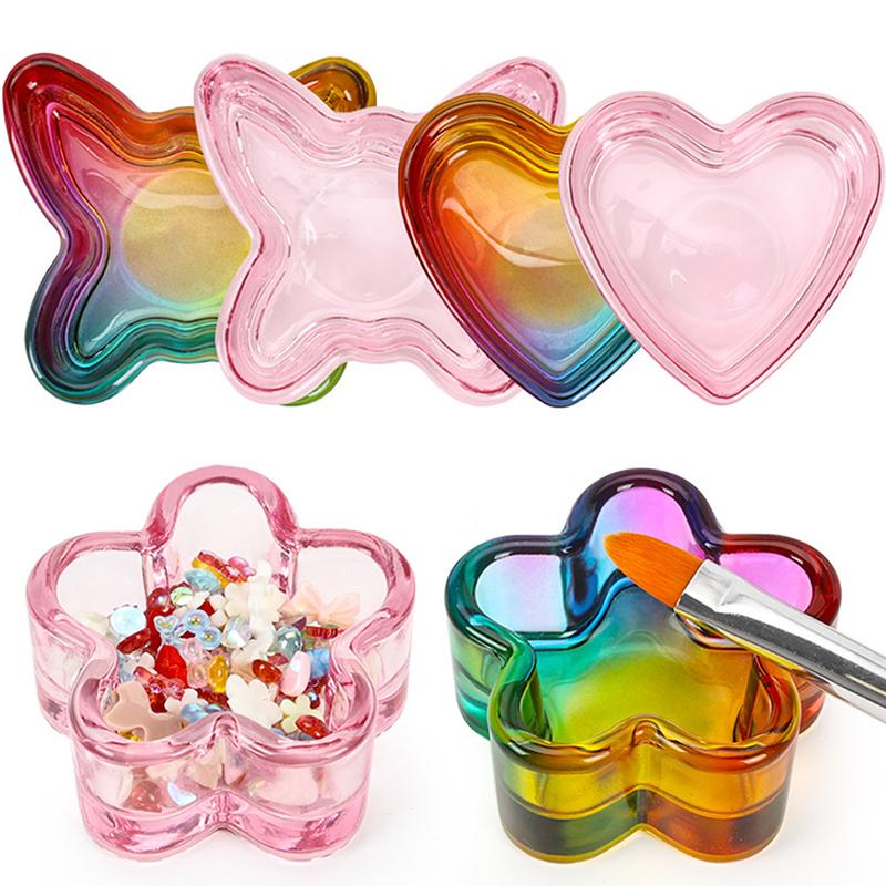 1 szt. Rainbow krystalicznie czyste szklane naczynie na płyn Dappen Dish szklany kubek z pokrywką miska na proszek akrylowy Monomer narzędzie do zdobienia paznokci