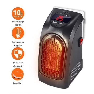 Chauffage Portable - CELLUSTOP - Mini Chauffage - 400 Watts - Programmable - Silencieux - Noir