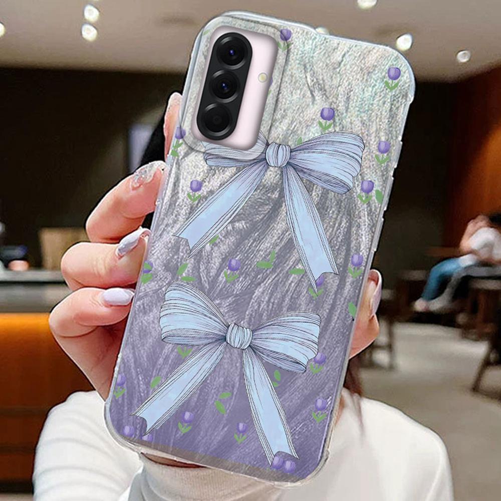 Blue Bow Green Heart Love Phone Cases For Samsung Galaxy A56 A26 A36 A16 A55 A25 A15 A35 S25 S24 Silicone Couple Fundas Cover