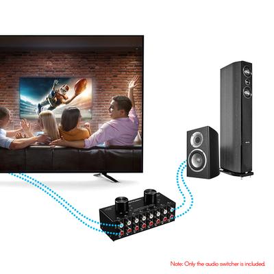 6-In-2-Out-Audio-Umschalter, Zwei-Wege-Audio-Signal-Auswahlbox, Splitter-Verteiler mit RCA-Eingängen und