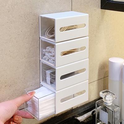 1Pc Punch Gratis Badkamer Wandmontage Wattenstaafje Opbergdoos Voor Make-up Verwijderen Katoenen Doekjes Haarclips Organizer
