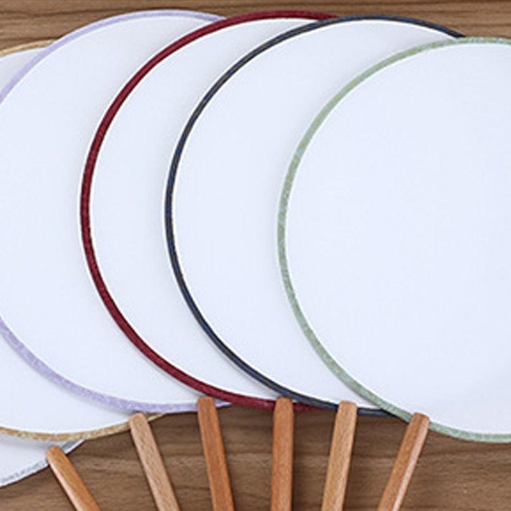 Embroidery Blank Round Hand Fan Chinese Style Wooden Silk Hand Fan Dance Fan  Hanfu Accessories