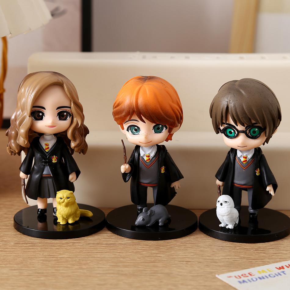 3-10Pcs Harryy Style Potter Posket Hermione Ron Hedwig Vinyl Figure Toy Cake Decoration Car Ornaments Model Doll Gift Toys Q PVC Kid Friendly