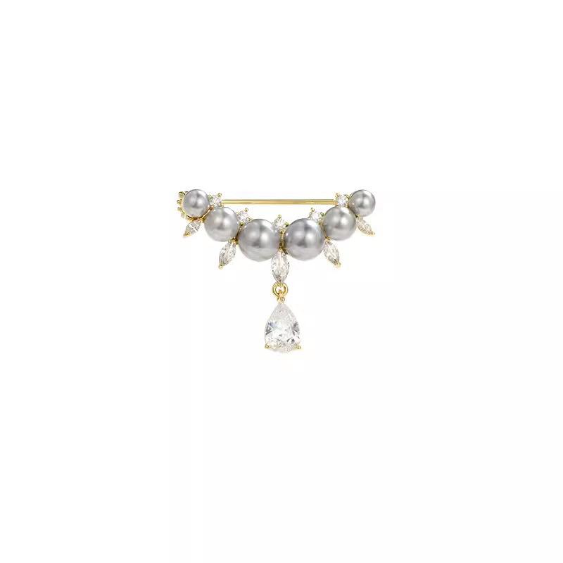 

Темпераментный жемчуг брошь в виде капли воды, высококачественный женский изысканный костюм с бахромой, корсаж, фиксированная одежда, антибликовые булавки, аксессуары