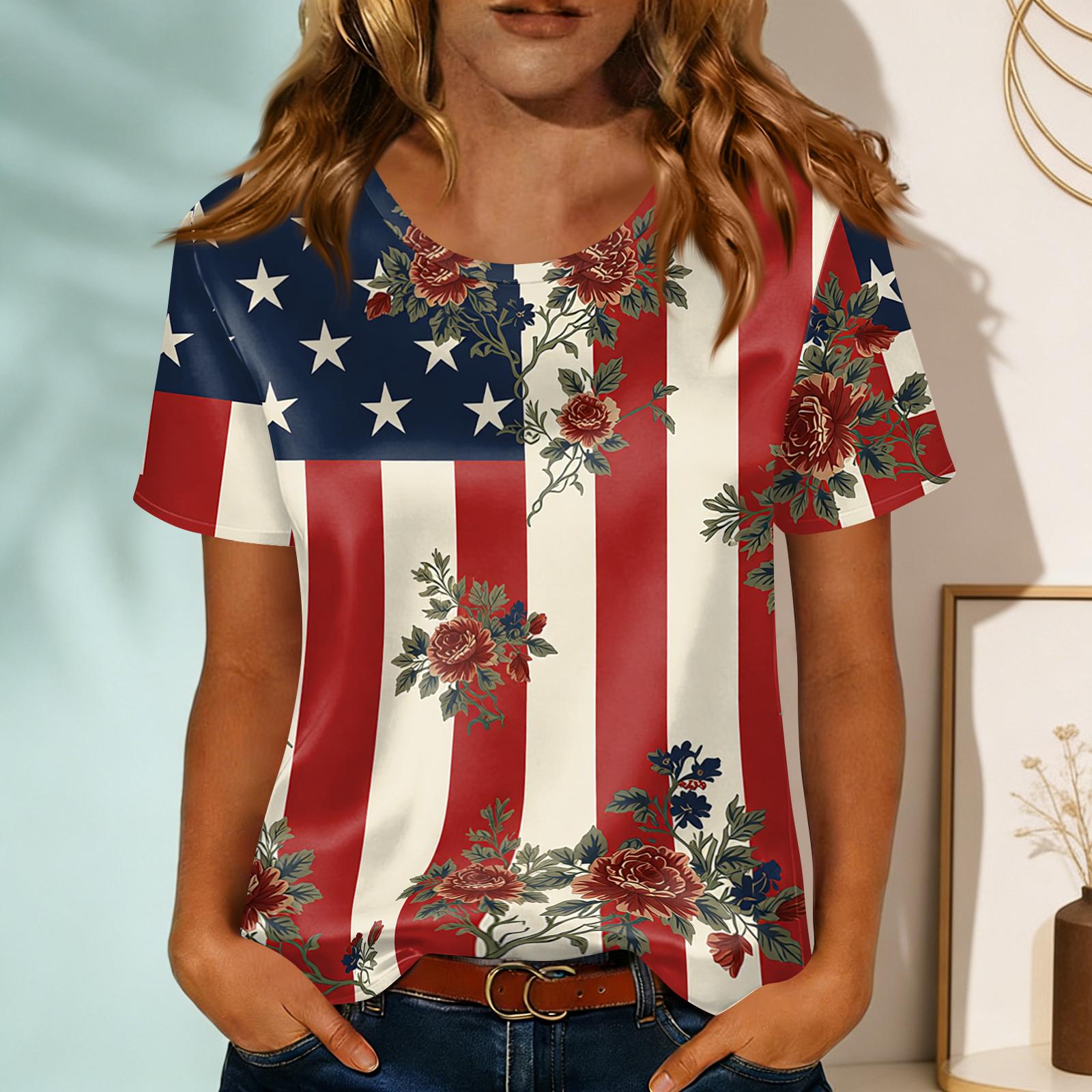 

Women s Fashionable Casual Round-neck Printed Short-sleeved T-shirt Top XL винний
