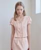 OPENING SUNSHINE Set - Satin Jacquard Tie Blouse + H Midi Skirt Pink