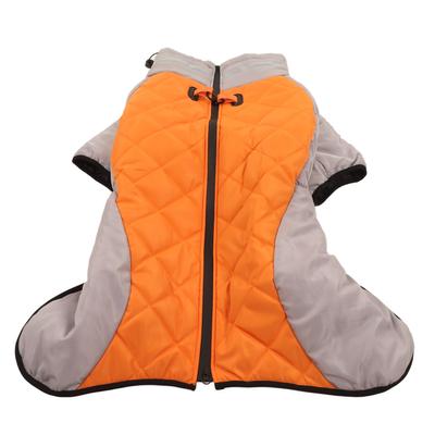 Reflective Turtleneck Dog Vest Thickening Warm Dog Cold Weather Jacket for Autumn Winter Grey Orange