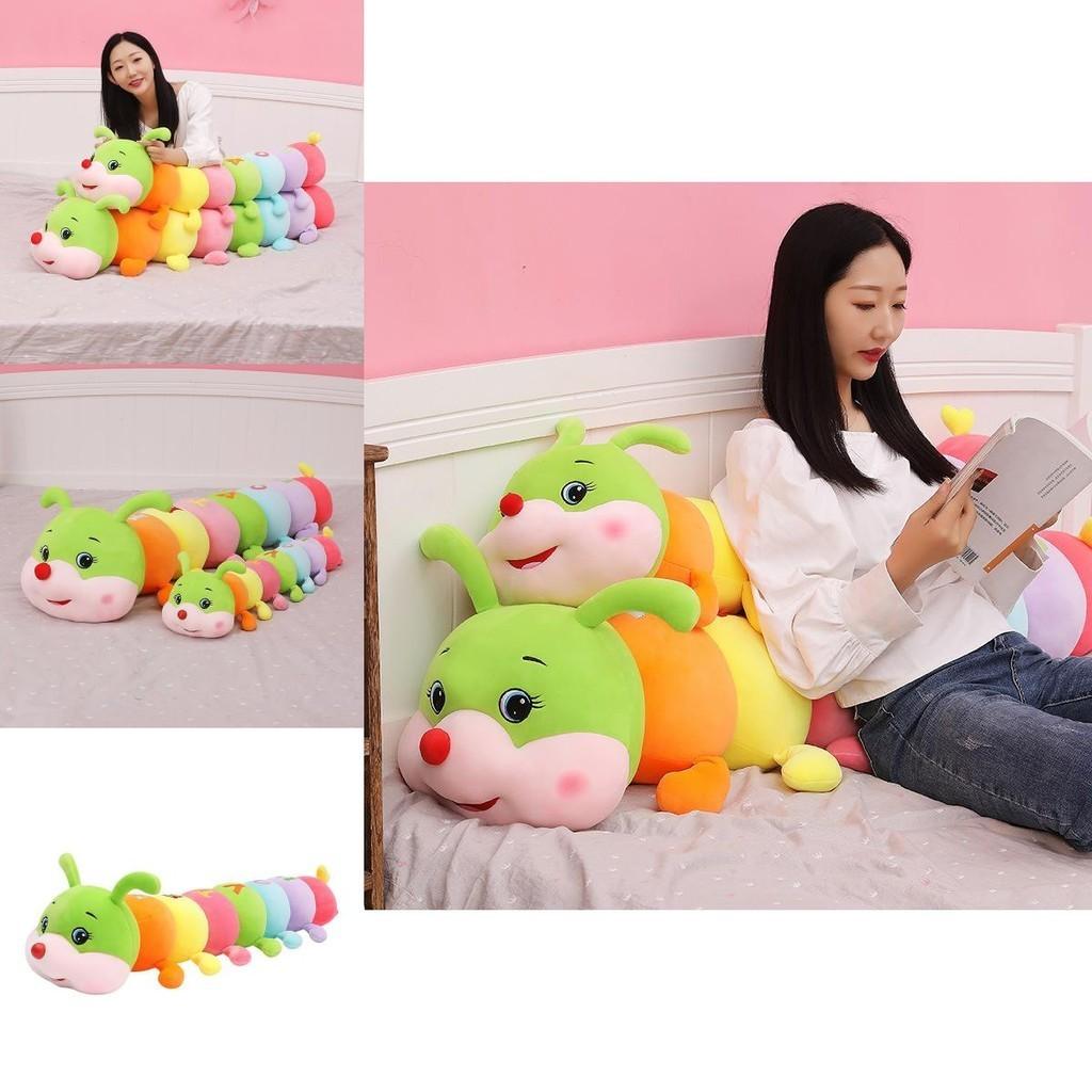 Giant Soft Caterpillar Sleeping Pillow Plush Toy For Kids In Colorful Multicolor Design