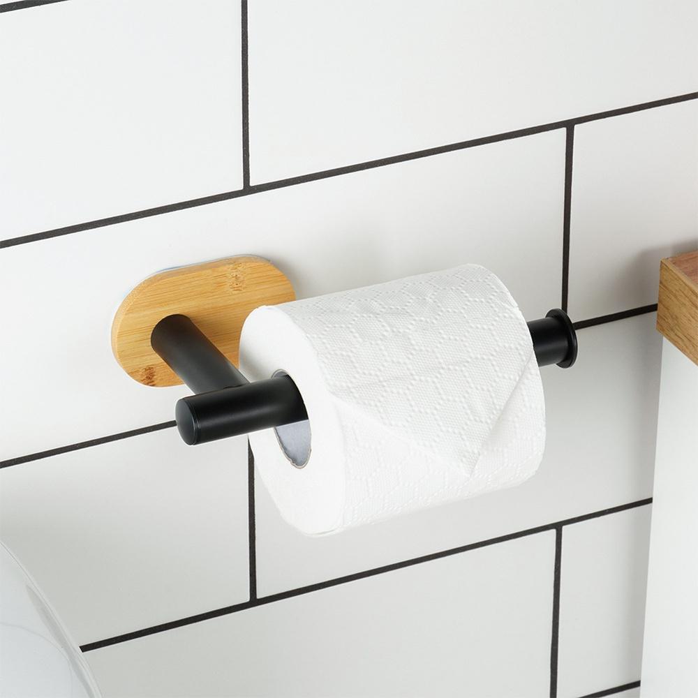 Black bamboo steel toilet paper holder 17 cm