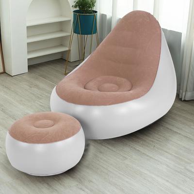 Aufblasbares Sofa Stuhl mit Hocker Beflockt Wasserfest Bequem Aufblasbarer Luftstuhl Braun