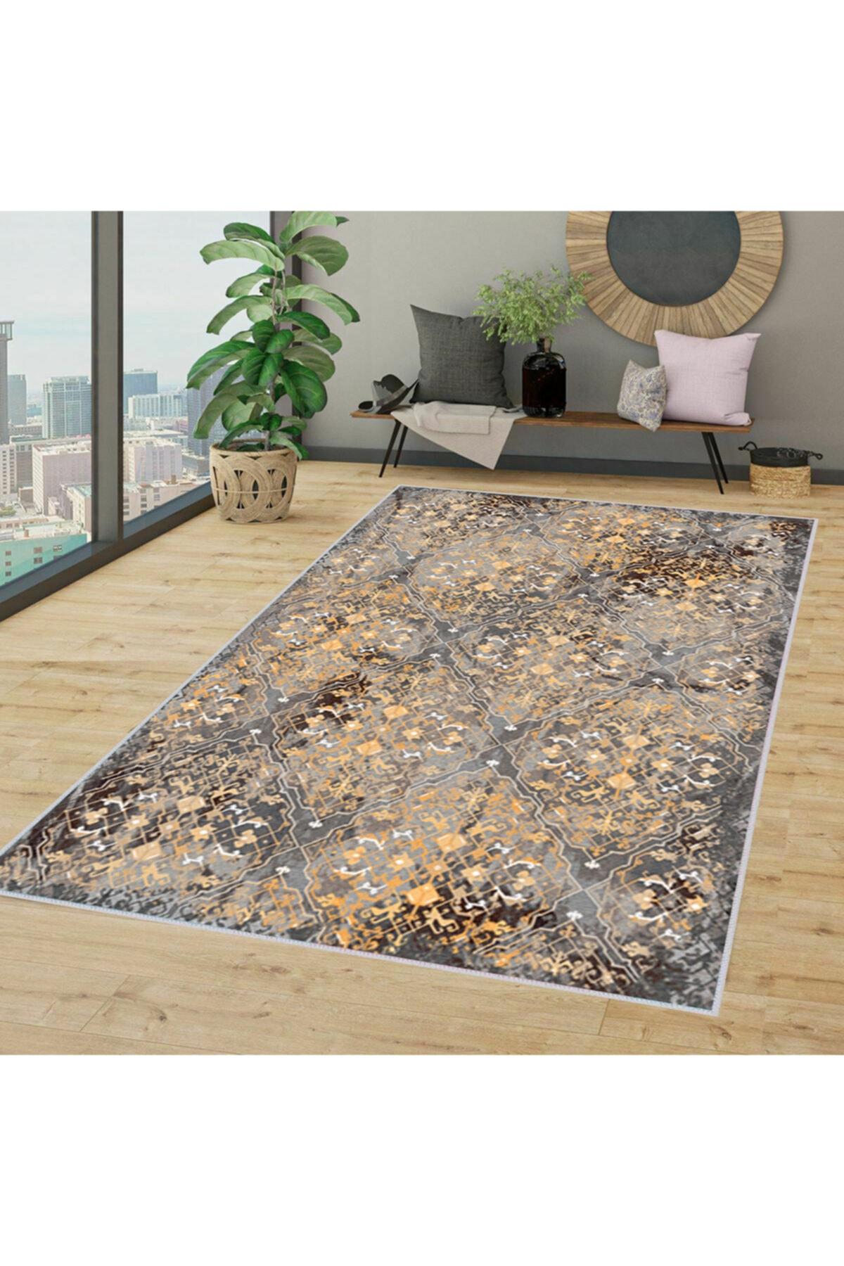 

Rovigo Home Washable Printed Carpet RVG1352-HT377 50x80 жёлтый