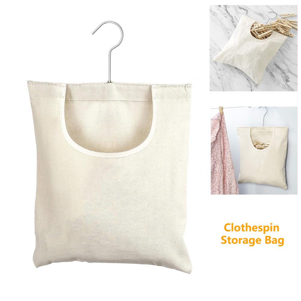 Clothespin Storage Bag Hangable Large Capacity Storage Hanging Pocket Polyester Portable Clothes Peg Storage Bag for Bedroom