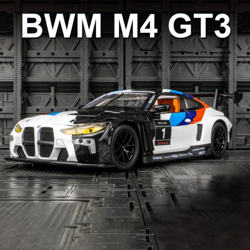 AAAOP1 1:32 BMW M4 GT3 Alloy Sports Car Model Diecast Metal Race Car Vehicles Model Simulation Sound and Light Collection Kids Toy Gift