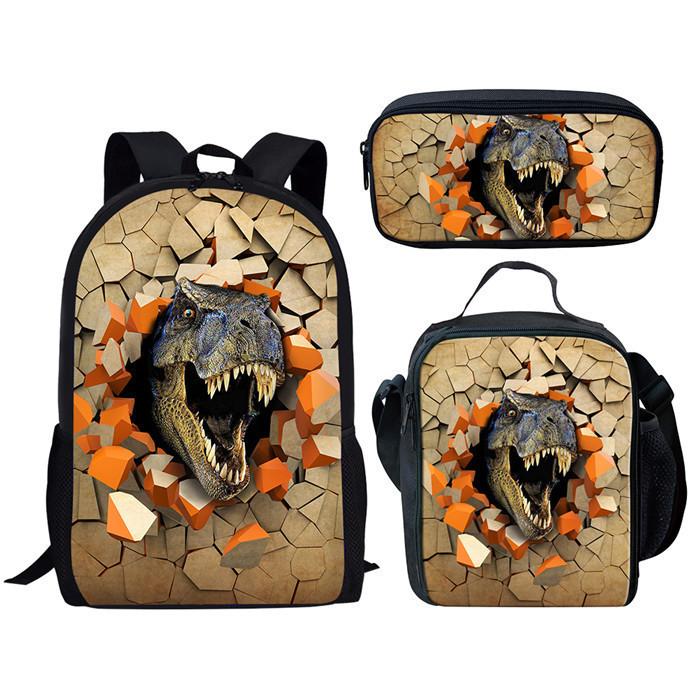 Jurassic World Dinosaurus Rugzak Set 3 Delen Student Schooltas Lunchtas Etui