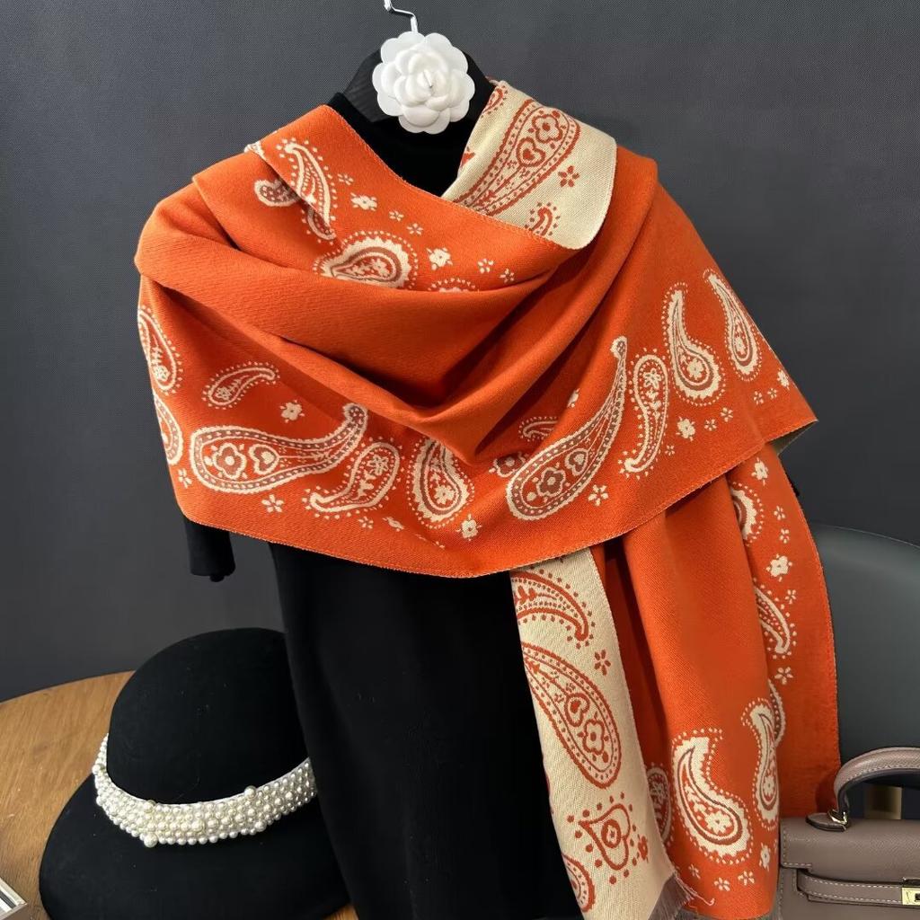 Bohemian Style Double-Sided Faux Scarf Thickened Warm Fashion Outdoor Travel Office Shawl Wrap