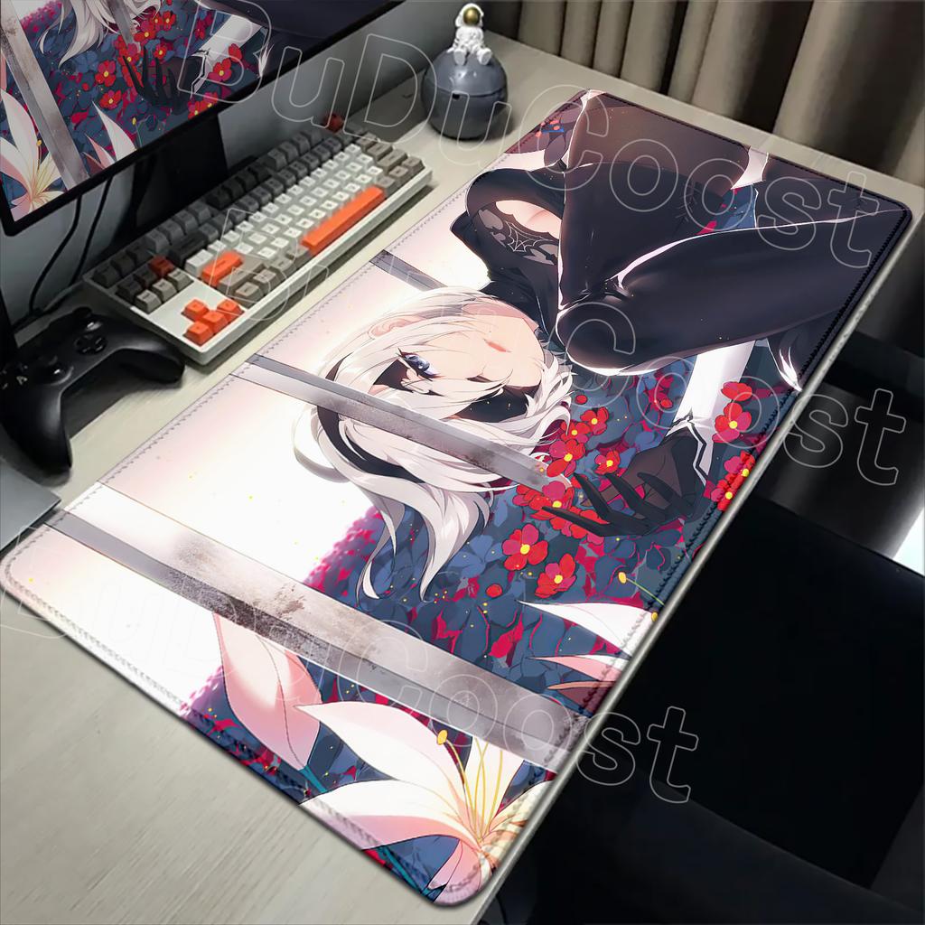 E-sports Pretty NieR:Alfombrilla de ratón Automata 2B Alfombrilla de goma grande para mesa Alfombrilla de ratón para juegos de PC Alfombrilla para escritorio de portátil Alfombrilla antideslizante para teclado de ordenador