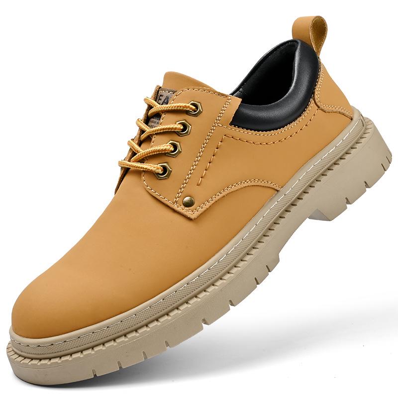 Men s Autumn Chunky Sole Low-top Martin Boots - British Style Casual Large Size Leather Shoes 44 жёлтый