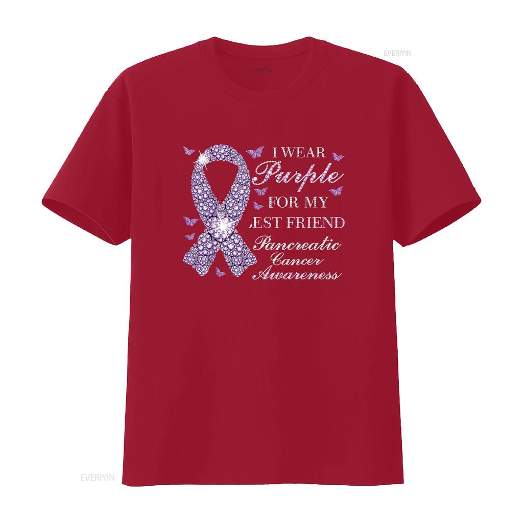 Womens I Wear Purple For My Best Friend Pancreatic Cancer Awareness T Shirt Black 2X Large vintage Washed streetwear Breathable