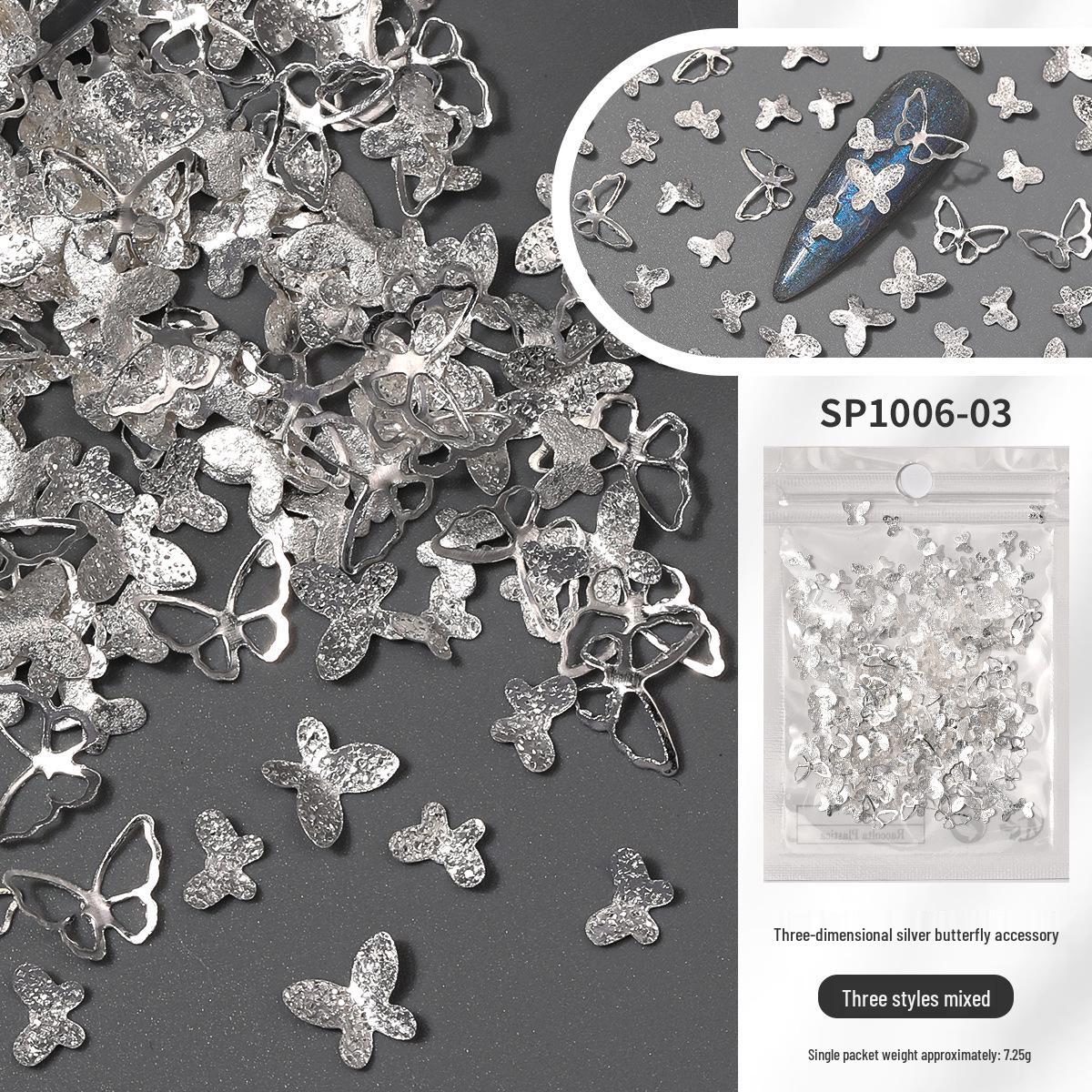 

Смешанный набор золотых, серебряных и черных 3D металлических аксессуаров для нейл-арта в виде бабочек