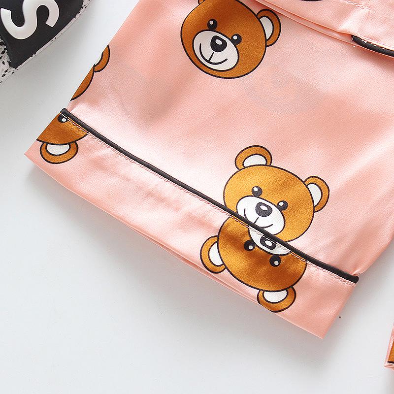 BB58 Mufurui Summer Kids' Silk Bear Cartoon Pajama Short Sleeve Two-Piece Set