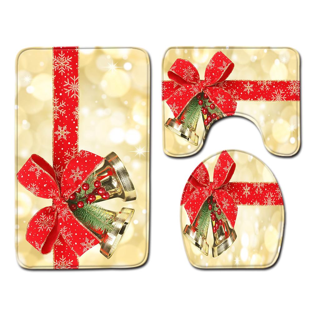 Christmas Bathroom Floor Mat Toilet Three-Piece Set