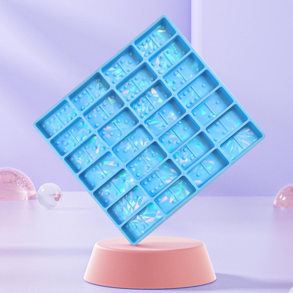 Dominoes Mold Silicone Holographic Chocolate Molds Holographic Chocolate Bar Mold for Epoxy Candy Clay Chocolate Mould