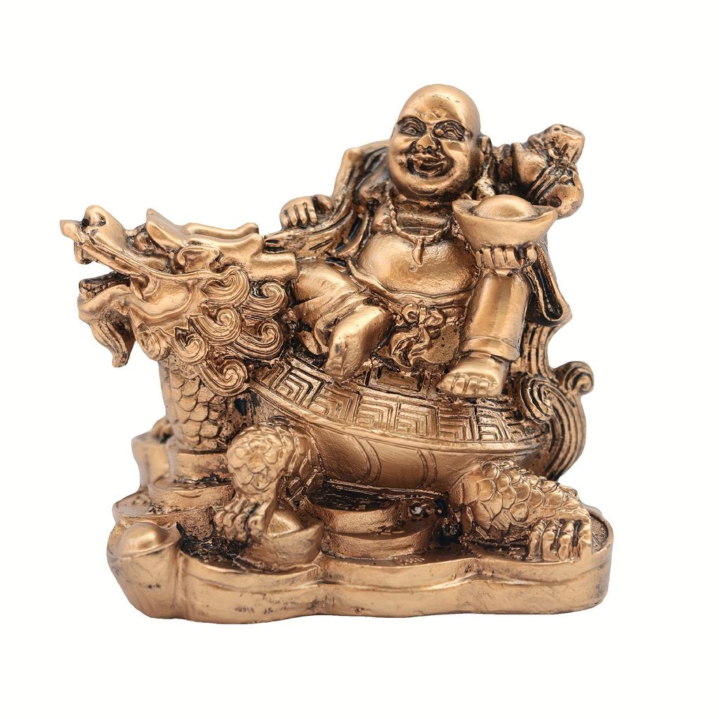 Resin God Of Wealth Laughing Buddha Statue, Modern Art Sculpture,Feng Shui Dragon Turtle Decoration Figurines Statue