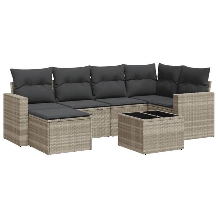 VidaXL Garden Lounge Set with Cushions 7 Pcs, Sofas with Adjustable Feet, Outdoor Furniture Set Patio Terrace, 3219262