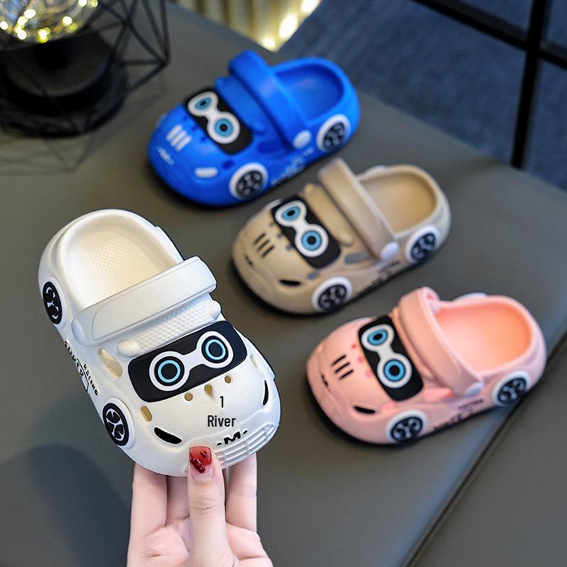 Sandalias de Verano para Niños con Dibujos Animados, Suela Suave Antideslizante - Cerradas para Interior/Exterior, Diseño de Coche