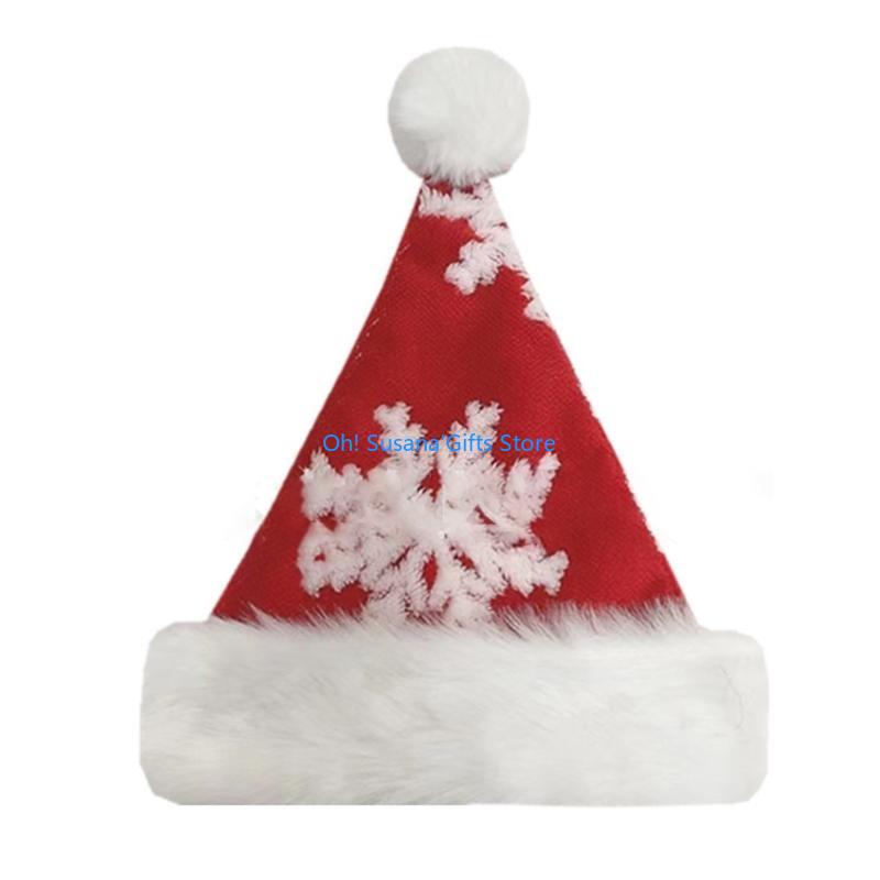 090D Christmas Santa Hat Plush Santa Men Women Universal Christmas Costume Hat красный