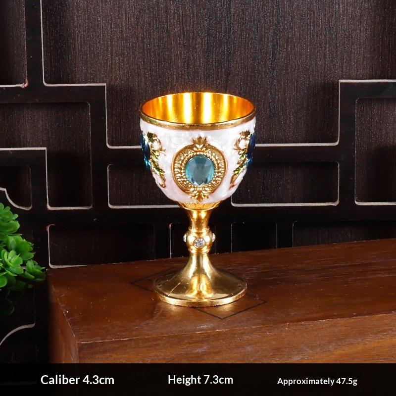 Vintage European Alloy Goblet Embossed Enamel Mini Liquor Wine Cup Multi Colors For Wedding Home Bar Table Decor Gift
