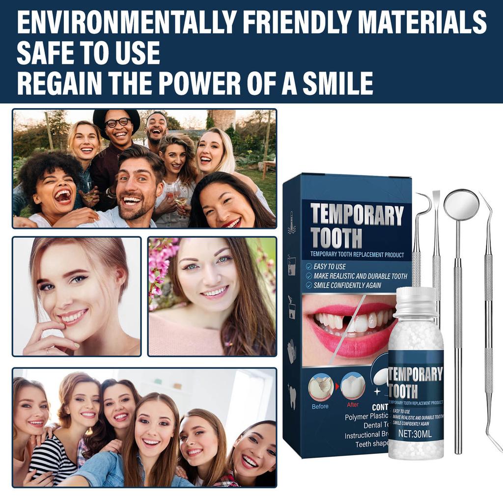 30ml Moldable Teeth Glue 4 Dental Tools Temporary Tooth Filling Set Difficult to Deform Smile Confidently