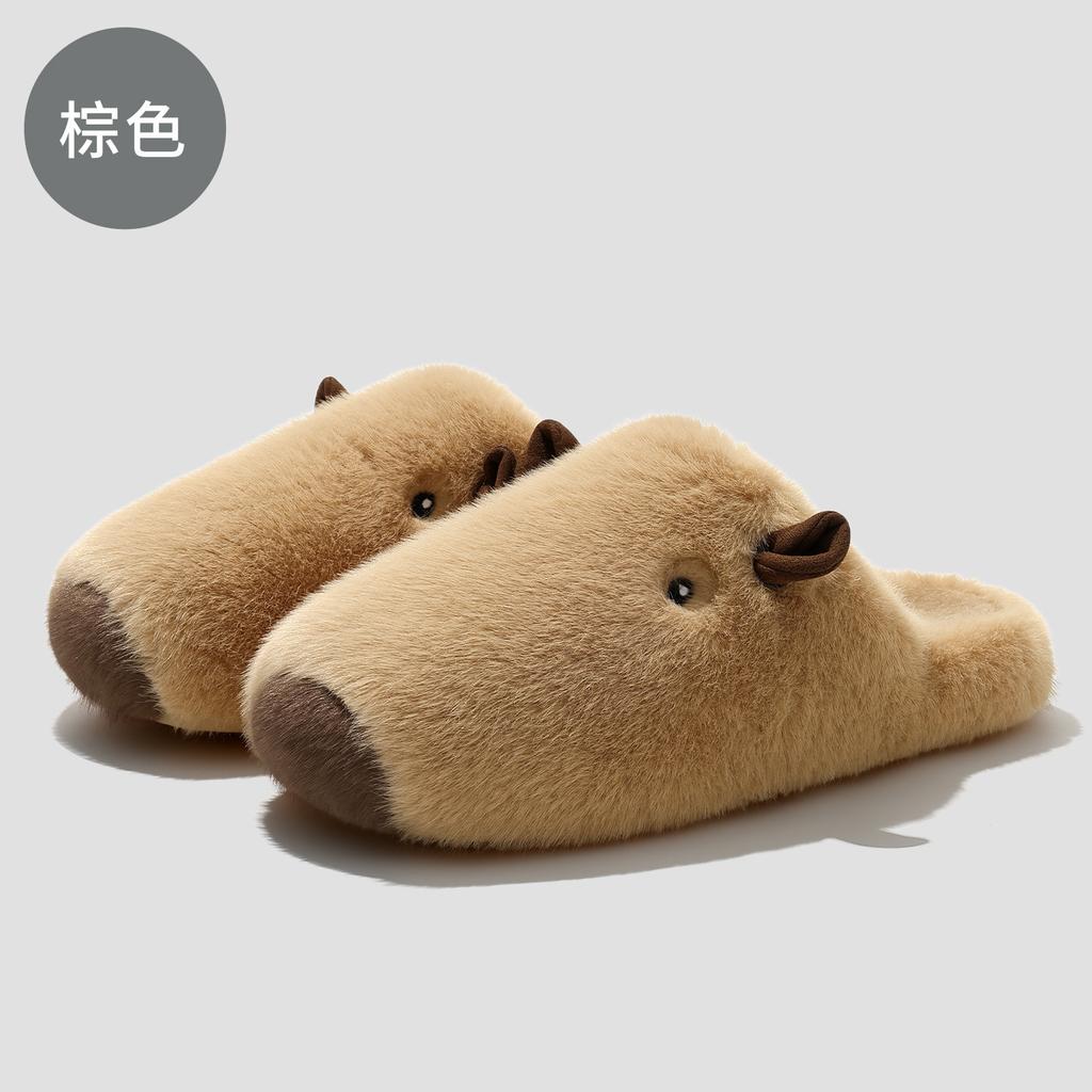 Kapibara Cartoon Cotton Slippers Winter New Bag Head Indoor Cute Home Couple Cotton Mop