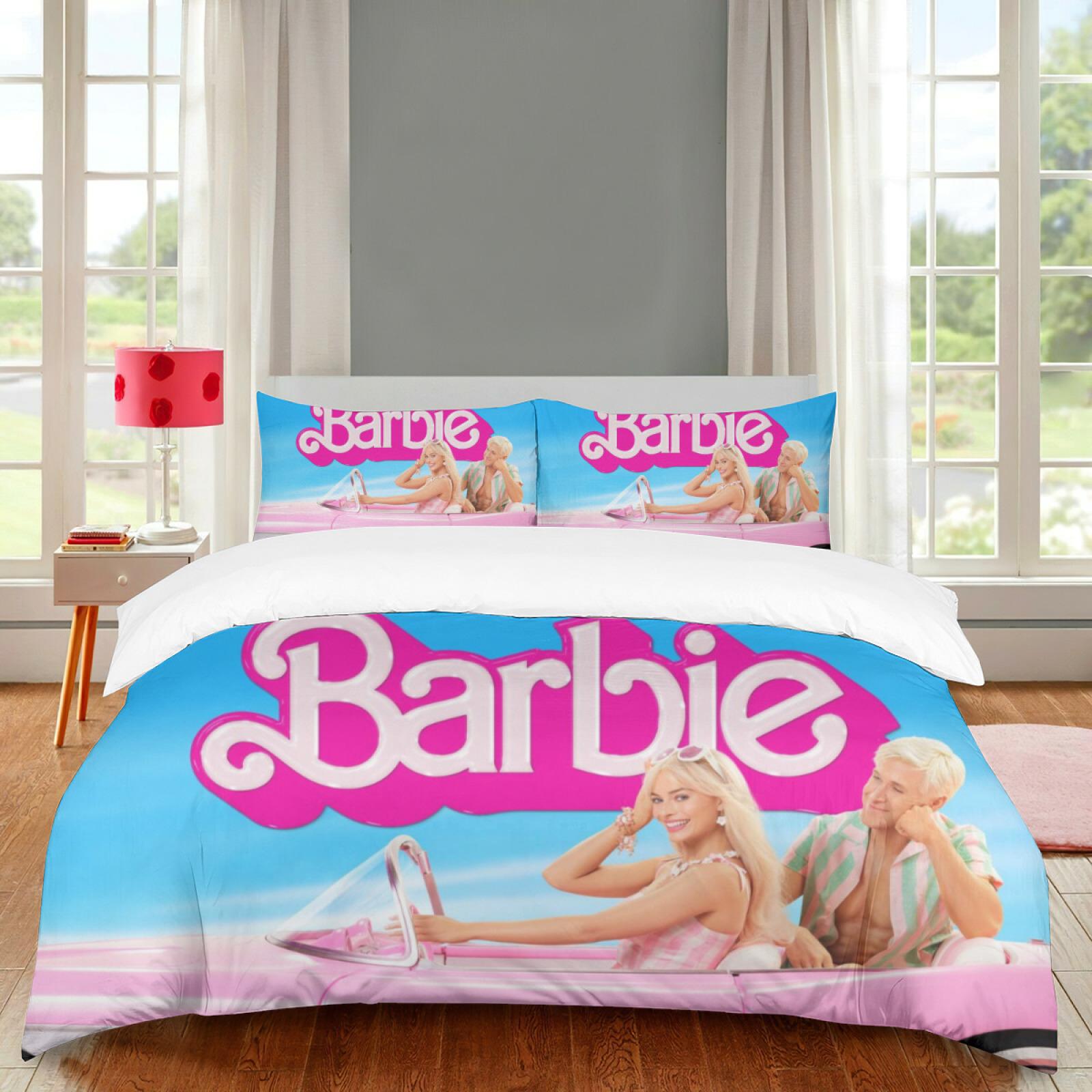 

kemila Animated 3D Barbie doll Duvet Cover and Pillowcase Double Bed Set Digital Printing Bedding