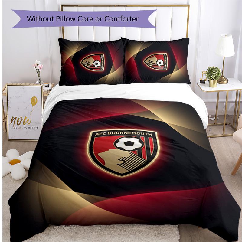 Set Lenzuola Stampato Calcio Bournemouth 3 Pezzi, Comodo Set Copripiumino per Camera da Letto Amico della Pelle
