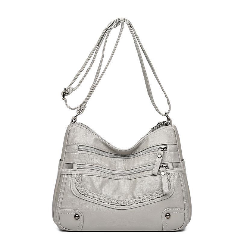 2025 Women's Soft Leather Shoulder & Crossbody Bag Versatile Multi-Pocket Shoulder Bag for Middle-Aged & Elderly