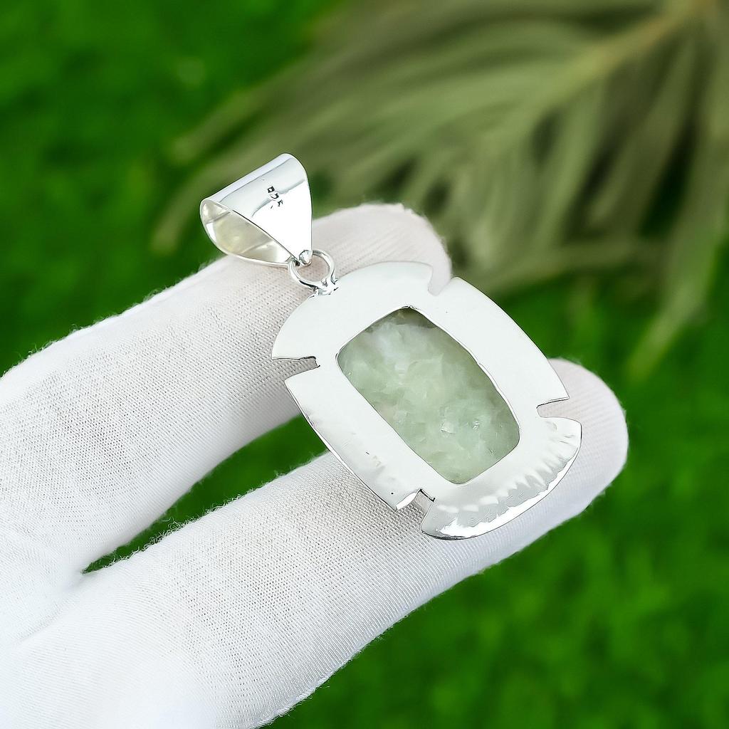 Radiant Natural Aquateen Bezel Engagement Mother Pendant Jewelry Sterling Silver