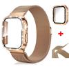Milanese Loop+ Case for Apple Watch Series 44mm 45mm 40mm 41mm 46-42mm Diamond Cover+band Iwatch 9 8 7 6 5 4 10 Ultra 49mm Strap