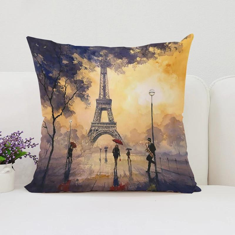 

45x45см Наволочки на замовлення Ейфелева вежа Двостороння друкована наволочка на диван Наволочка на стілець Подушка для попереку Подушка для сну на ліжко 12x12Inch