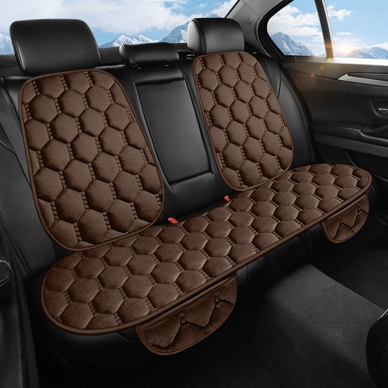 Car Seat Cushion Winter Short Plush Three Piece Set Without Backrest Anti Slip Winter Rear Universal Car Seat Cushion Warm
