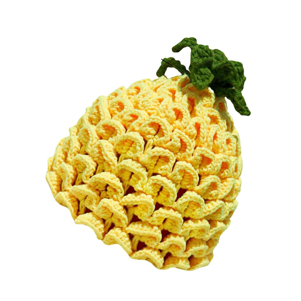 Cappello senza tesa a forma di frutto in maglia dolce Cappello invernale caldo per donna ragazza Copricapo fatto a mano all'uncinetto Accessorio per festa di Halloween